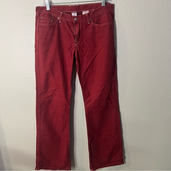 Lucky Brand red Dungarees Sz 12/31 - Picture 1 of 8